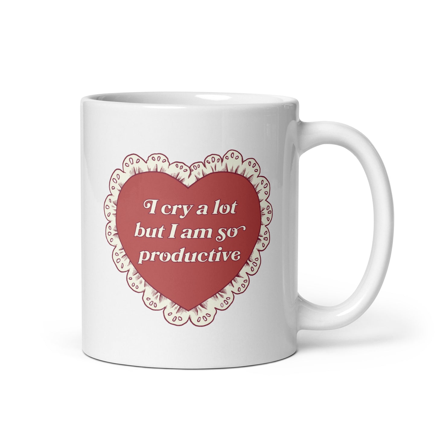 So Productive Lace Heart Mug