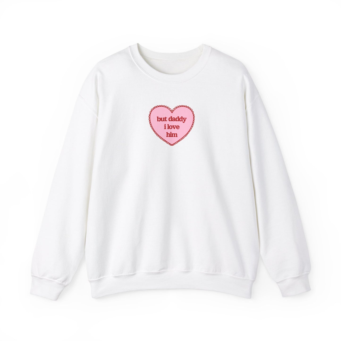 But Daddy I Love Him Lace Heart Crewneck