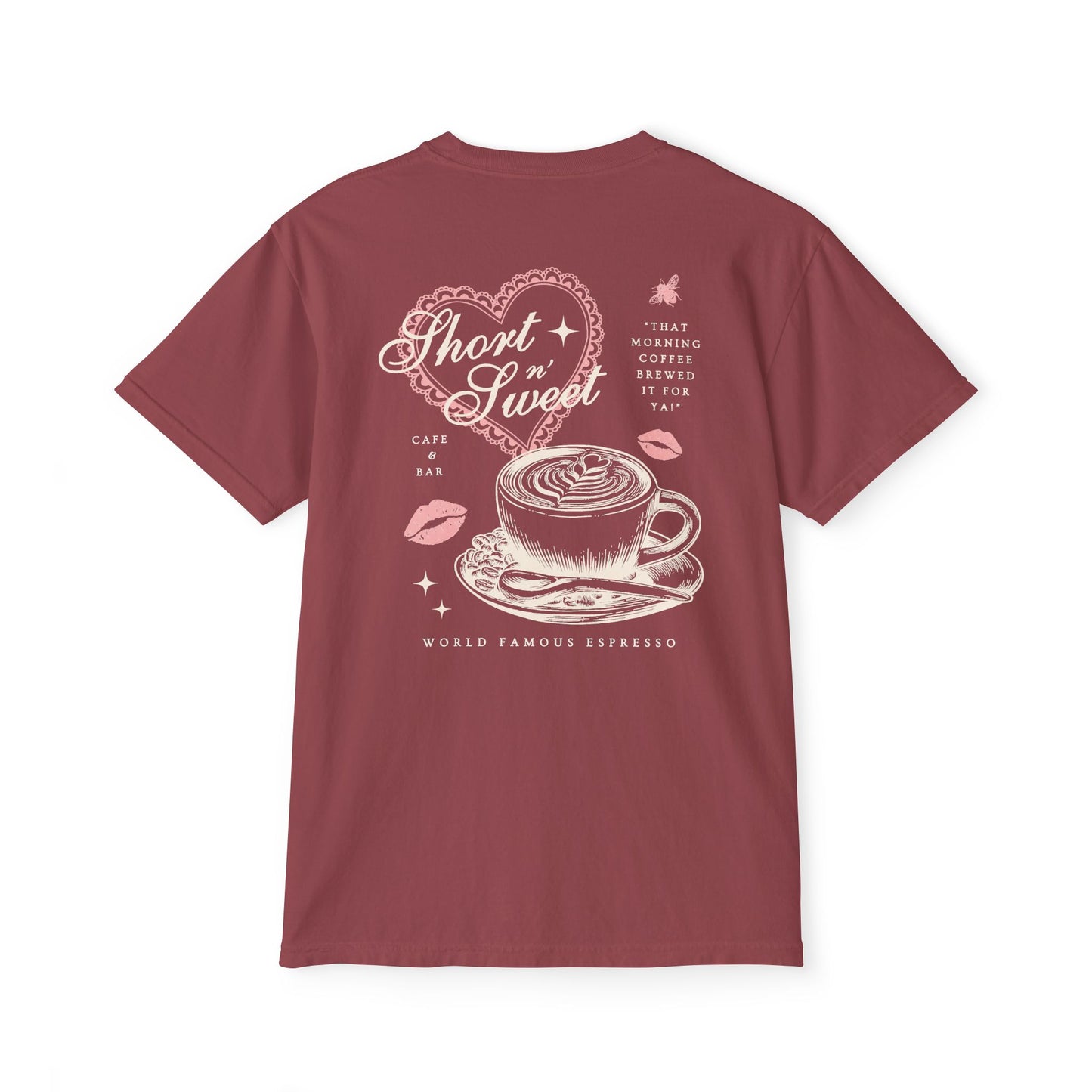 Short n' Sweet Cafe Pocket Tee (Front and Back)