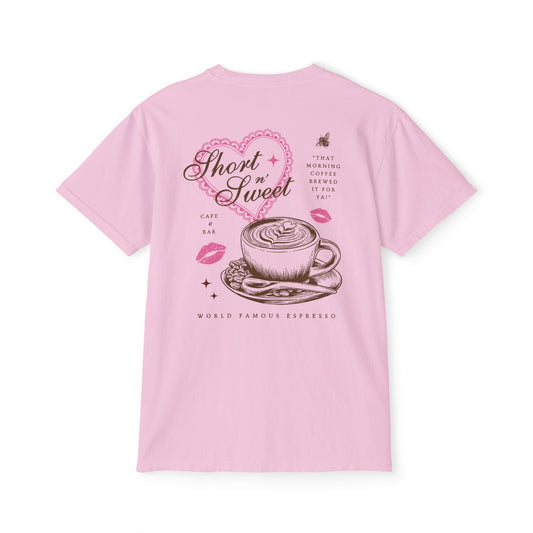 Short n' Sweet Cafe Pocket Tee (Front and Back)