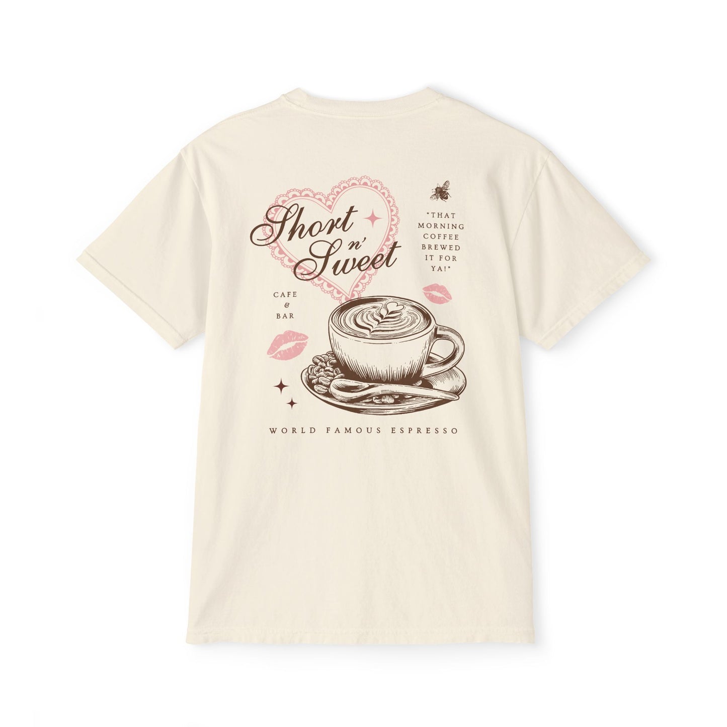 Short n' Sweet Cafe Pocket Tee (Front and Back)