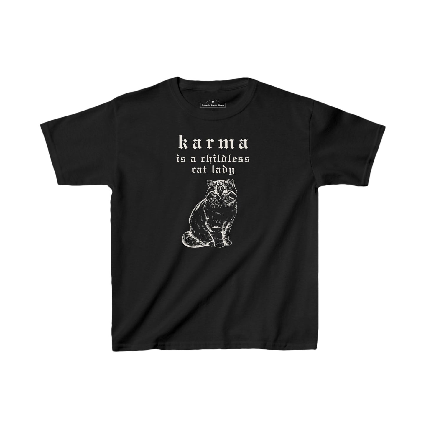 Karma is a Childless Cat Lady Baby Tee