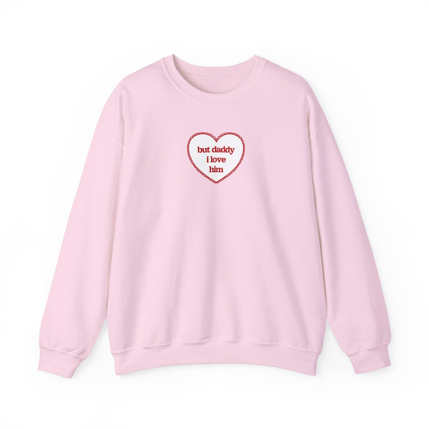 But Daddy I Love Him Lace Heart Crewneck