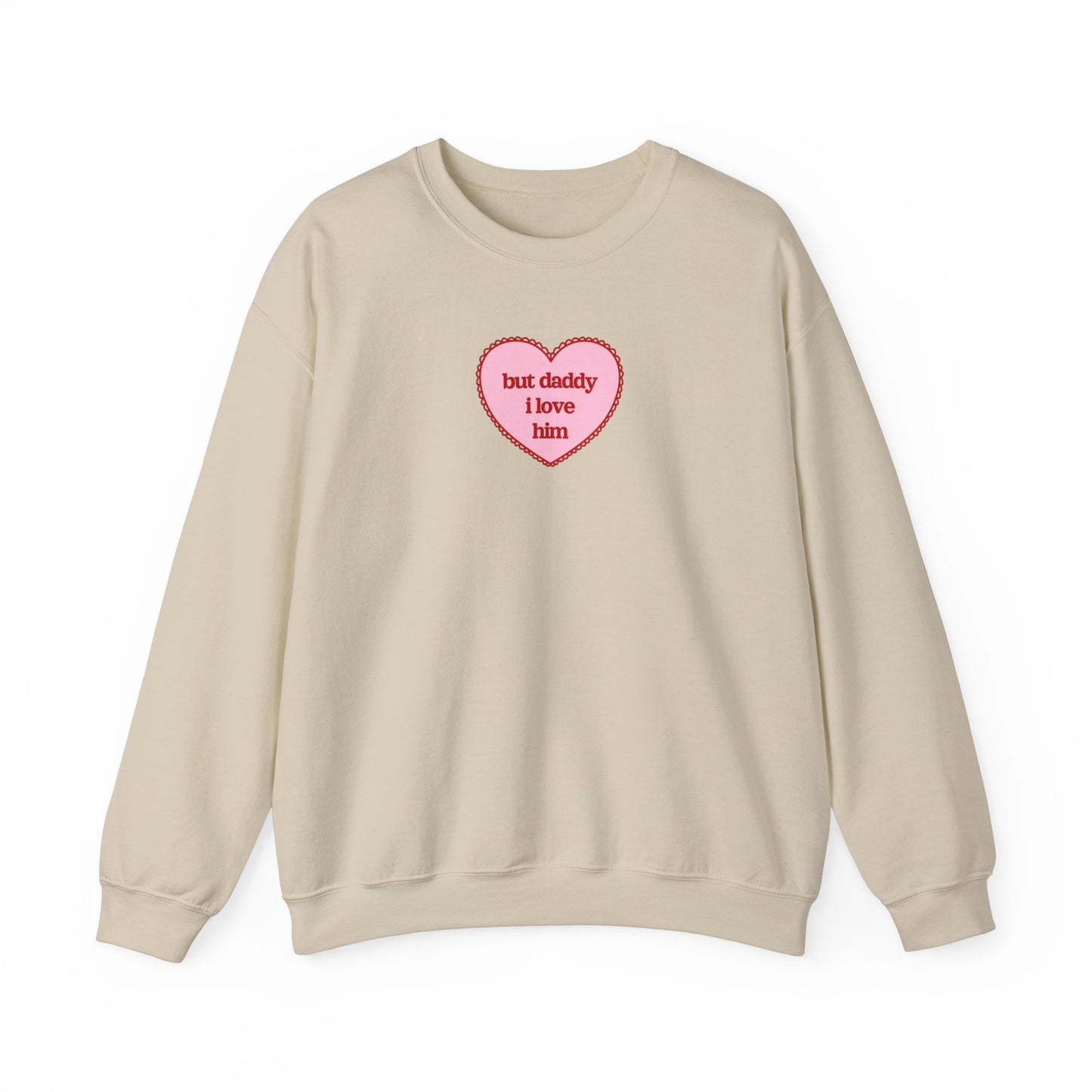 But Daddy I Love Him Lace Heart Crewneck