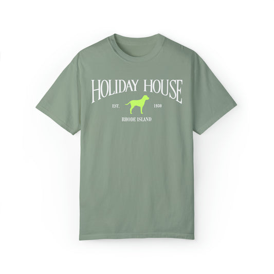 Holiday House Shirt with Key Lime Green Dog