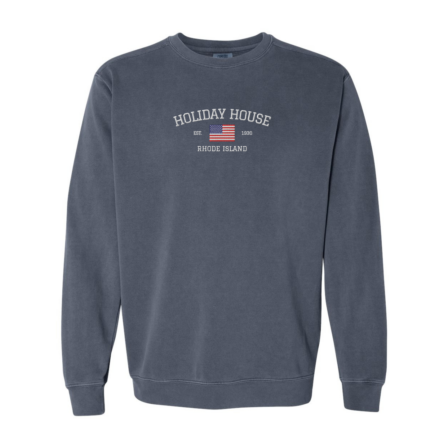 Holiday House Embroidered Comfort Colors Crewneck