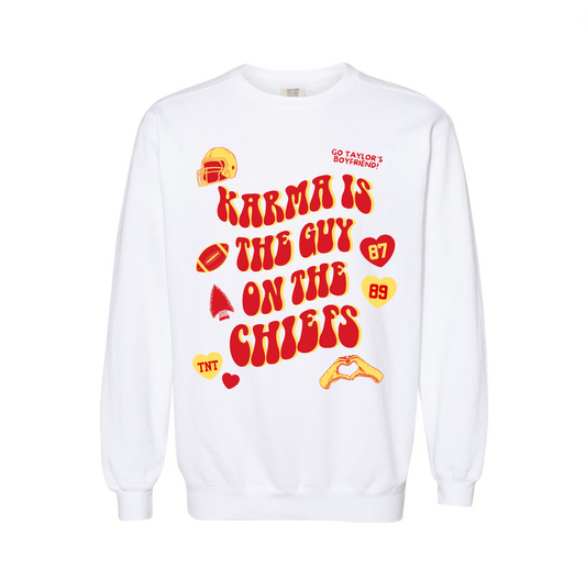 Karma is the Guy on the Chiefs Crewneck