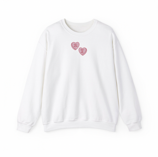 Don't Call Me Baby Heart Candy Embroidered Crewneck