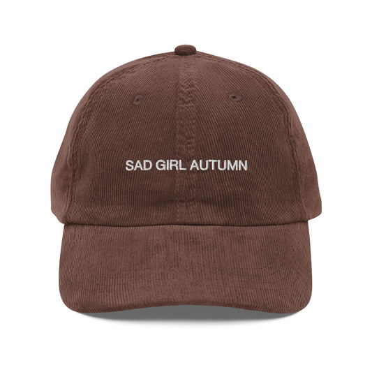 Sad Girl Autumn Corduroy Baseball Cap