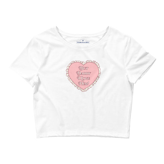 But Daddy I Love Him Lace Heart Crop Top